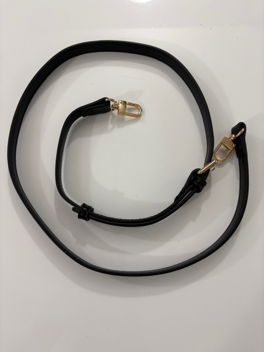 Black Faux Leather Strap with Gold Hardware Replacement Shoulder Strap - Picture 6 of 6